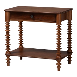 Baxton Studio Neviah 1-Drawer Nightstand, Walnut Brown Baxton Studio restaurant furniture, hotel furniture, commercial furniture, wholesale bedroom furniture, wholesale night stand, classic night stand